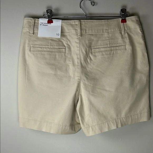 LOFT Beige Khaki Monroe 6” NWT Shorts Classic Cotton Blend - Picture 2 of 5
